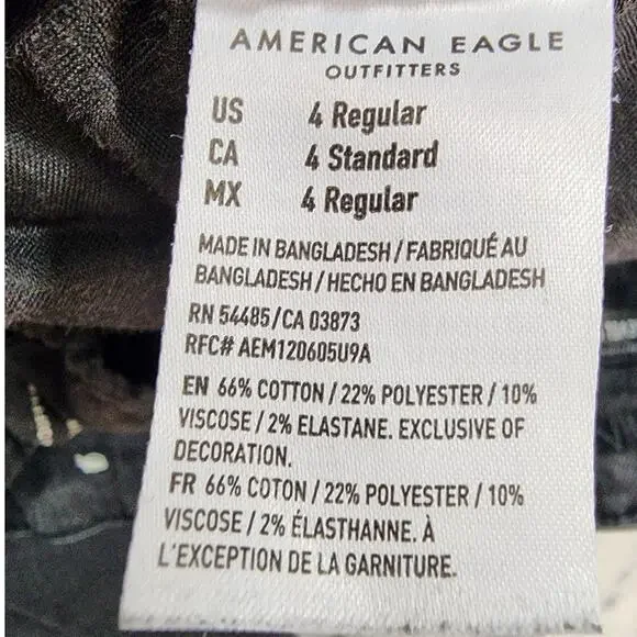 American Eagle Jeans Womens‎ 4 Black Distressed Ripped High Rise Jegging Stretch - Picture 6 of 13